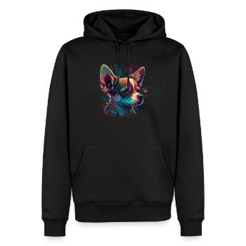 Chihuahua | Bunte Kunst Schöner Hund - Männer Premium Bio Hoodie - Schwarz - Vorne - Nico (187cm)