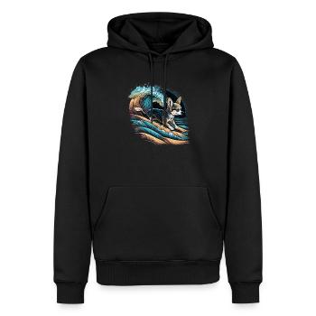 Chihuahua | Surf Cool Planche Surfeur Océan Chien - Sweat à capuche Premium bio Homme - noir - Devant - Nico (187cm)