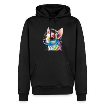 Chihuahua | Bunt Regenbogen LGBTQ Einhorn Hund - Männer Premium Bio Hoodie - Schwarz - Vorne - Nico (187cm)