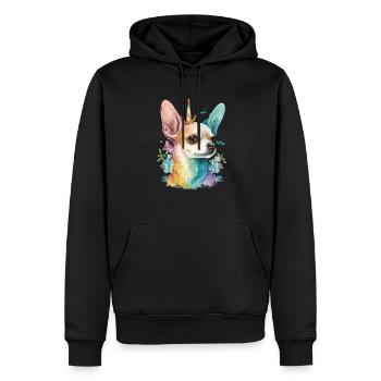 Chihuahua | Bunt Regenbogen LGBTQ Einhorn Hund - Männer Premium Bio Hoodie - Schwarz - Vorne - Nico (187cm)