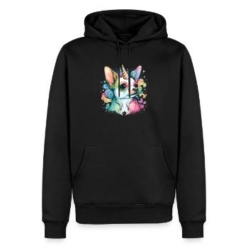 Chihuahua | Bunt Regenbogen LGBTQ Einhorn Hund - Männer Premium Bio Hoodie - Schwarz - Vorne - Nico (187cm)