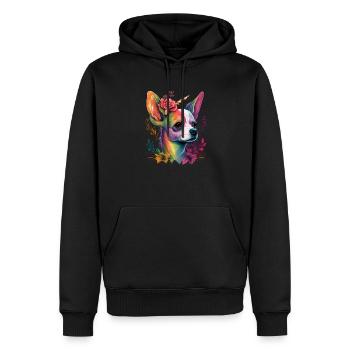 Chihuahua | Bunt Regenbogen LGBTQ Einhorn Hund - Männer Premium Bio Hoodie - Schwarz - Vorne - Nico (187cm)