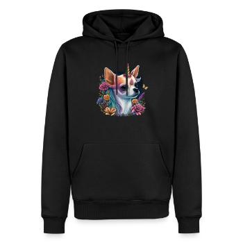 Chihuahua | Bunt Regenbogen LGBTQ Einhorn Hund - Männer Premium Bio Hoodie - Schwarz - Vorne - Nico (187cm)