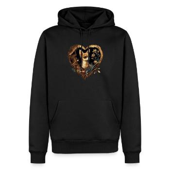 Chihuahua | Niedlicher Hund Welpe Natur Holz Herz - Männer Premium Bio Hoodie - Schwarz - Vorne - Nico (187cm)