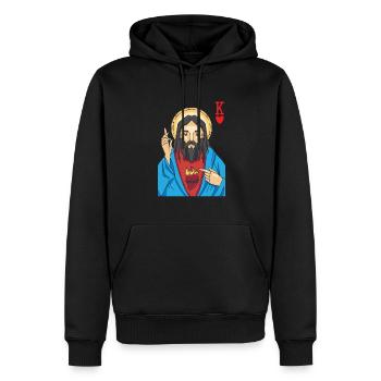 Jésus-Christ est Roi De Cœur Religieux Chrétien - Sweat à capuche Premium bio Homme - noir - Devant - Nico (187cm)