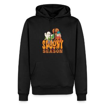 Lazy Halloween Spooky Season Gnome Jack O Lantern - Männer Premium Bio Hoodie - Schwarz - Vorne - Nico (187cm)