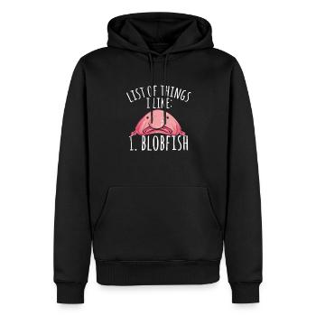 Poisson blob - Sweat à capuche Premium bio Homme - noir - Devant - Nico (187cm)
