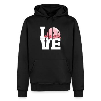 Poisson blob - Sweat à capuche Premium bio Homme - noir - Devant - Nico (187cm)