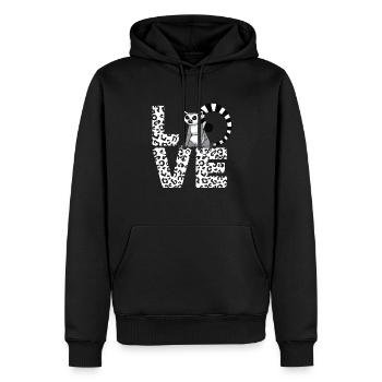 Lémurien à queue annelée - Sweat à capuche Premium bio Homme - noir - Devant - Nico (187cm)