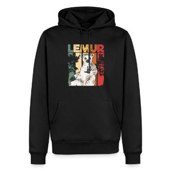 Lémurien à queue annelée - Sweat à capuche Premium bio Homme - noir - Devant - Nico (187cm)