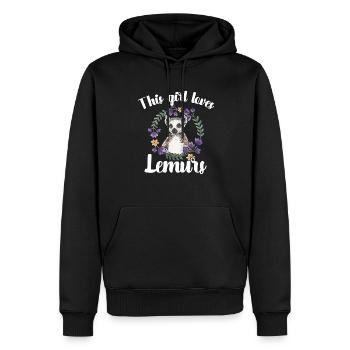 Lémurien à queue annelée - Sweat à capuche Premium bio Homme - noir - Devant - Nico (187cm)