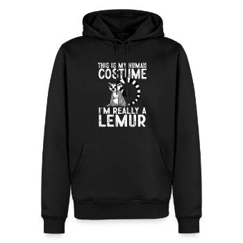 Lémurien à queue annelée - Sweat à capuche Premium bio Homme - noir - Devant - Nico (187cm)