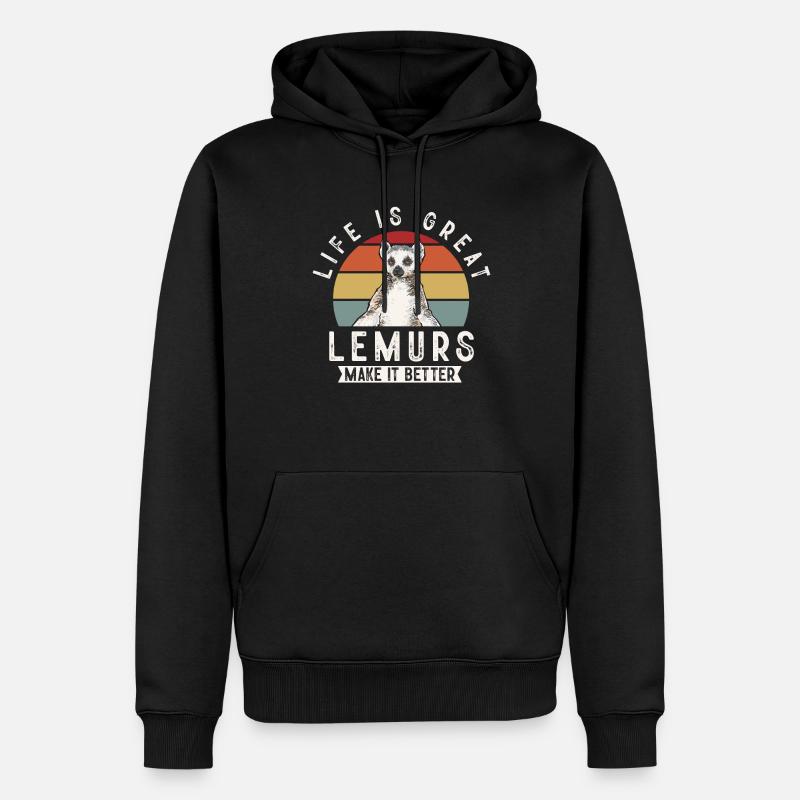 Lémurien à queue annelée - Sweat à capuche Premium bio Homme - noir