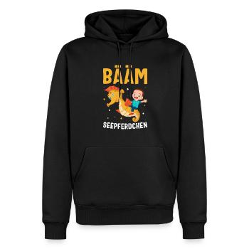BÄÄM Seepferdchen Geschenk - Männer Premium Bio Hoodie - Schwarz - Vorne - Nico (187cm)