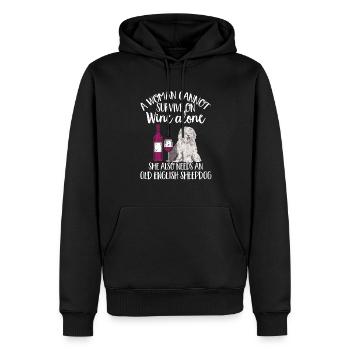 Vieux chien de berger anglais Sheepie Bobtail - Sweat à capuche Premium bio Homme - noir - Devant - Nico (187cm)