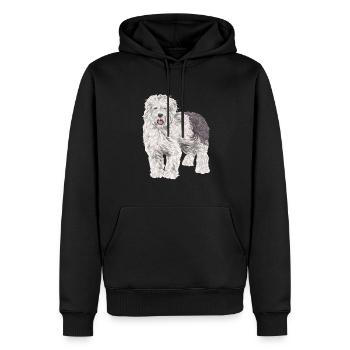 Vieux chien de berger anglais Sheepie Bobtail - Sweat à capuche Premium bio Homme - noir - Devant - Nico (187cm)