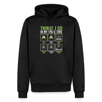 Frog Toad Herpetologist Funny Things I Do In My Sp - Men’s Premium Organic Hoodie - black - Front - Nico (187cm)