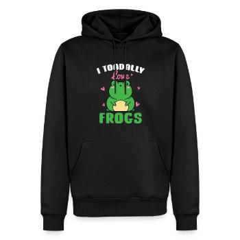 I Toadally Love Frogs Cute Toad Herpetologist Amph - Men’s Premium Organic Hoodie - black - Front - Nico (187cm)
