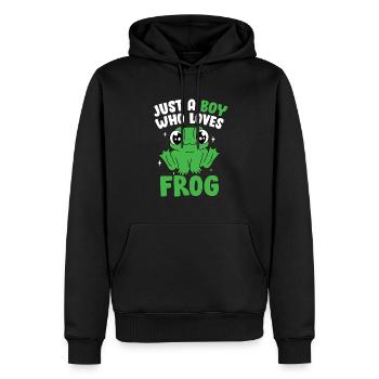 Hommes Crapaud Amphibien Herpétologiste Juste un garçon qui Lo - Sweat à capuche Premium bio Homme - noir - Devant - Nico (187cm)