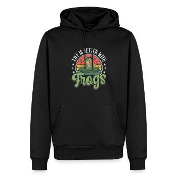 Herpétologiste vintage Crapaud Retro La vie est meilleure Wi - Sweat à capuche Premium bio Homme - noir - Devant - Nico (187cm)