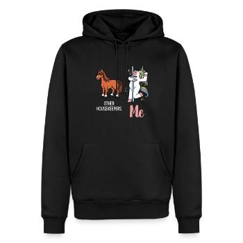 Aide domestique, femme de ménage, femme de ménage - Sweat à capuche Premium bio Homme - noir - Devant - Nico (187cm)