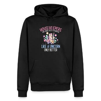 Aide domestique, femme de ménage, femme de ménage - Sweat à capuche Premium bio Homme - noir - Devant - Nico (187cm)