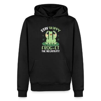 Amphibian Stay Hoppy Frog Et The Negativity Herpet - Sweat à capuche Premium bio Homme - noir - Devant - Nico (187cm)