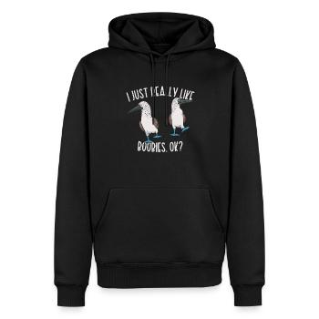 Fou à pieds bleus Oiseau de mer fou à pieds bleus - Sweat à capuche Premium bio Homme - noir - Devant - Nico (187cm)