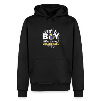 Just A Boy Who Loves Volleyball Player Blocker Spi - Männer Premium Bio Hoodie - Schwarz - Vorne - Nico (187cm)