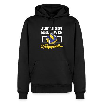 Just A Boy Who Loves Volleyball Player Men Blocker - Männer Premium Bio Hoodie - Schwarz - Vorne - Nico (187cm)