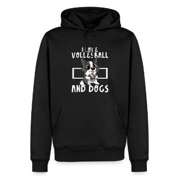 Funny Cute I Love Volleyball And Dogs Blocker Spik - Männer Premium Bio Hoodie - Schwarz - Vorne - Nico (187cm)