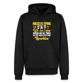 Aide domestique, femme de ménage, femme de ménage - Sweat à capuche Premium bio Homme - noir - Devant - Nico (187cm)