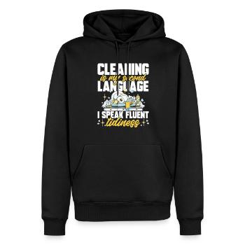Aide domestique, femme de ménage, femme de ménage - Sweat à capuche Premium bio Homme - noir - Devant - Nico (187cm)