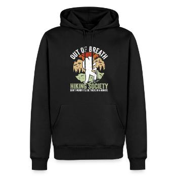 Société de randonnée amusante en montagne à bout de souffle - Sweat à capuche Premium bio Homme - noir - Devant - Nico (187cm)