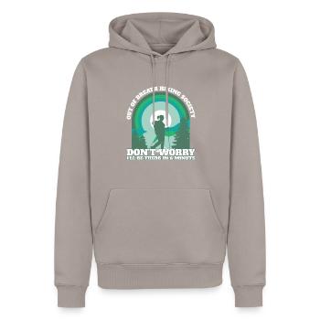 Funny Hiker Out of Breath Hiking Society Trekking - Männer Premium Bio Hoodie - Taupe - Vorne - Nico (187cm)