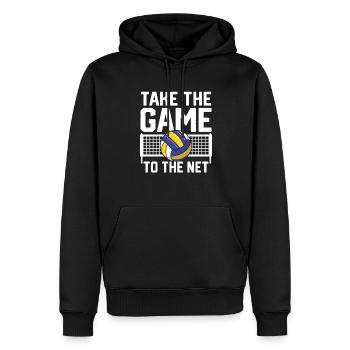 Take The Game To The Net Funny Volleyball Player S - Men’s Premium Organic Hoodie - black - Front - Nico (187cm)