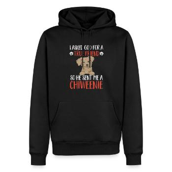 Chiweenie Chien - Sweat à capuche Premium bio Homme - noir - Devant - Nico (187cm)