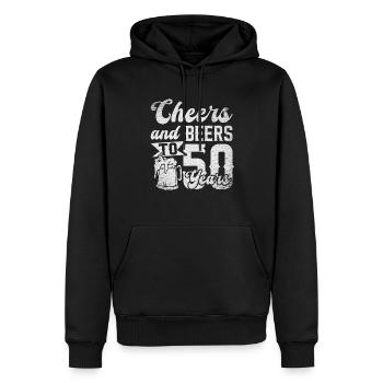 Vive et bête jusqu’à cinquante ans - Sweat à capuche Premium bio Homme - noir - Devant - Nico (187cm)