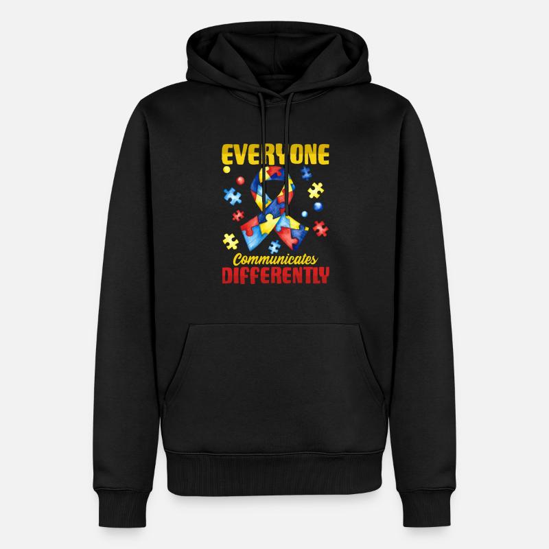 everyone communicates differently autism - Männer Premium Bio Hoodie - Schwarz