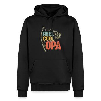 Funny Fishing Design Vintage Reel Cool Opa Grandpa - Men’s Premium Organic Hoodie - black - Front - Nico (187cm)