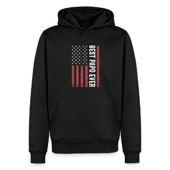 Best Papo Ever US American Flag Funny Grandpa - Men’s Premium Organic Hoodie - black - Front - Nico (187cm)
