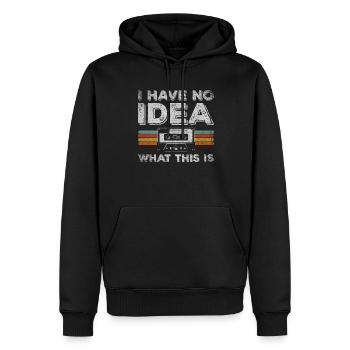 Je n’ai aucune idée de ce que c’est cassette - Sweat à capuche Premium bio Homme - noir - Devant - Nico (187cm)