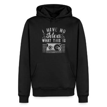 Je n’ai aucune idée de ce que c’est cassette - Sweat à capuche Premium bio Homme - noir - Devant - Nico (187cm)