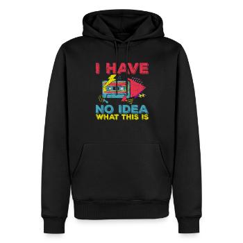 Je n’ai aucune idée de ce que c’est cassette - Sweat à capuche Premium bio Homme - noir - Devant - Nico (187cm)