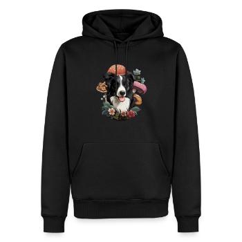 Cottagecore Border Collie - Men’s Premium Organic Hoodie - black - Front - Nico (187cm)