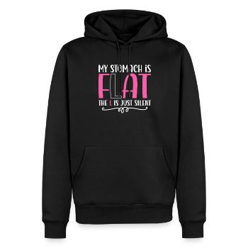 Mon ventre est plat Le L est juste silencieux - Sweat à capuche Premium bio Homme - noir - Devant - Nico (187cm)