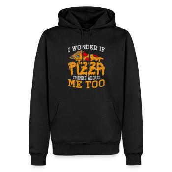 Je me demande si la pizza pense aussi à moi - Sweat à capuche Premium bio Homme - noir - Devant - Nico (187cm)