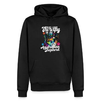 Berger australien Pop Art & Dog Lover & Splash - Sweat à capuche Premium bio Homme - noir - Devant - Nico (187cm)