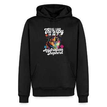 Berger australien Pop Art & Dog Lover & Splash - Sweat à capuche Premium bio Homme - noir - Devant - Nico (187cm)