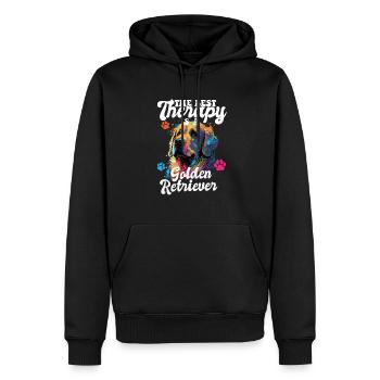 The Best Therapy Is A Golden Retriever Dog Mom - Männer Premium Bio Hoodie - Schwarz - Vorne - Nico (187cm)